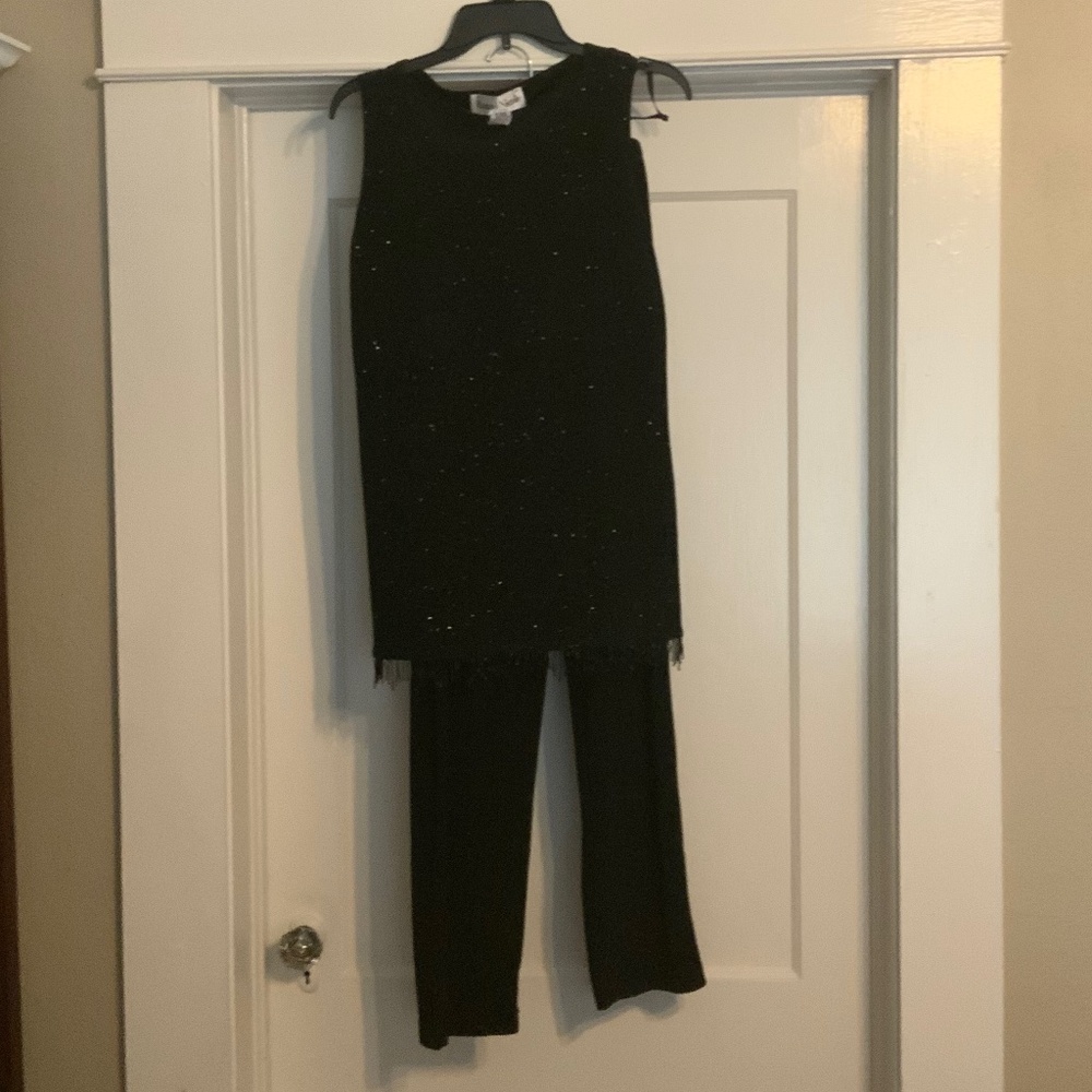 Vintage 2 Piece Ronni Nicole Black Sparkle Evening Wear Set